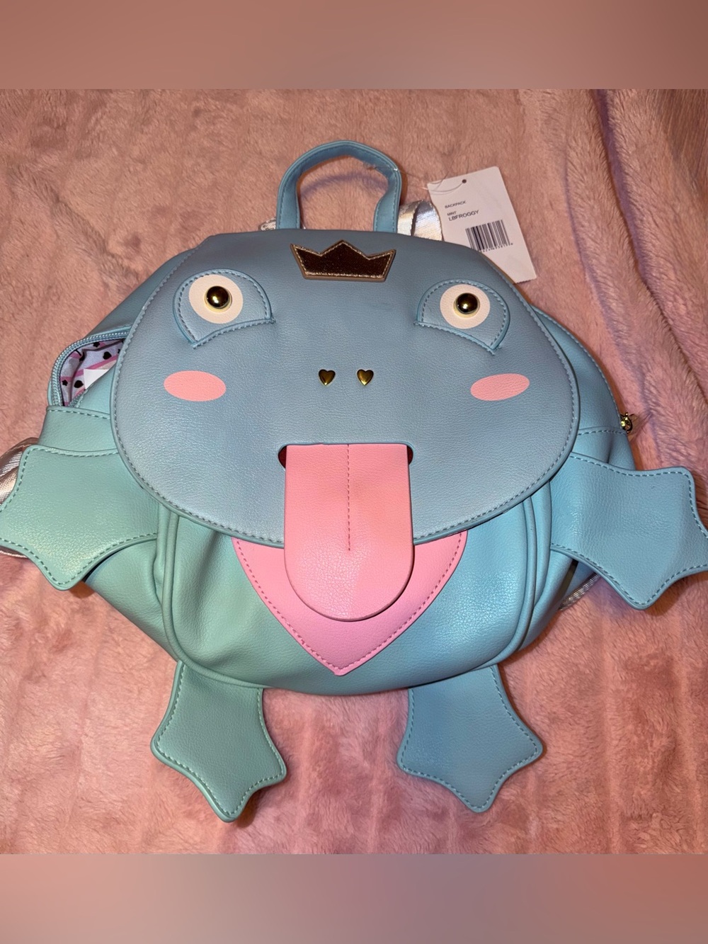 Luv Betsey Johnson Froggy Frog Prince Mint Pink Mini Backpack Bag With Tags